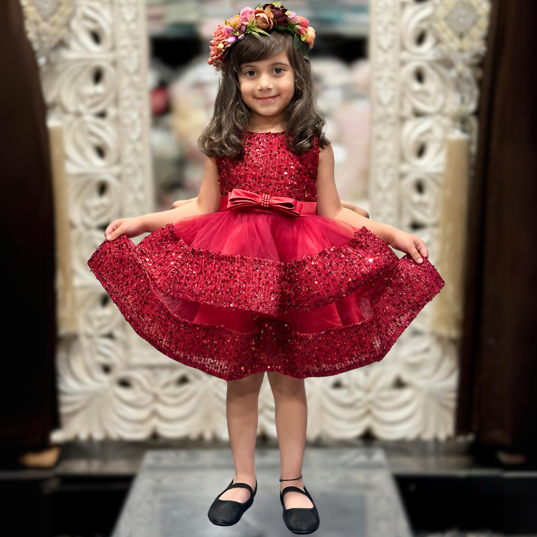 ELLIE SEQUIN DRESS -  WINE RED