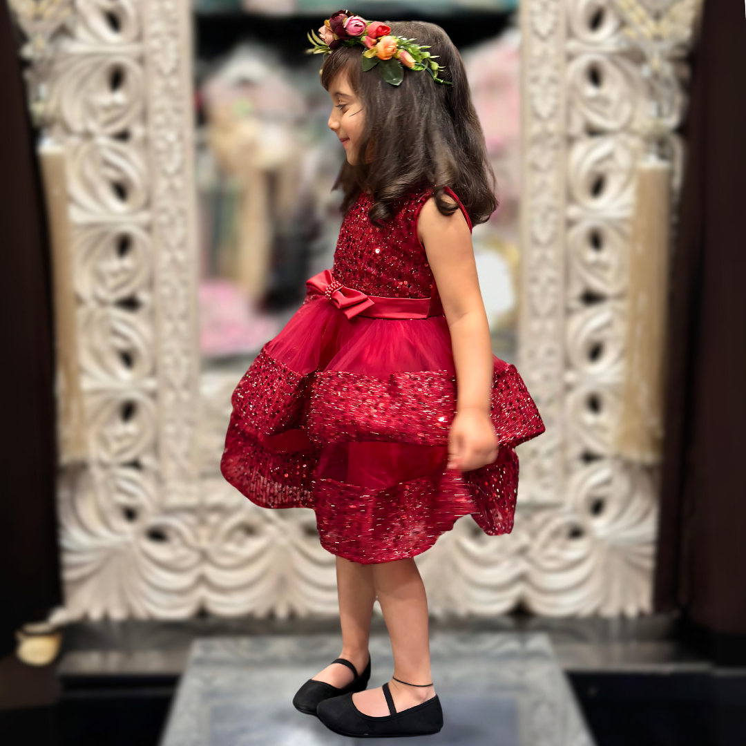 ELLIE SEQUIN DRESS -  WINE RED