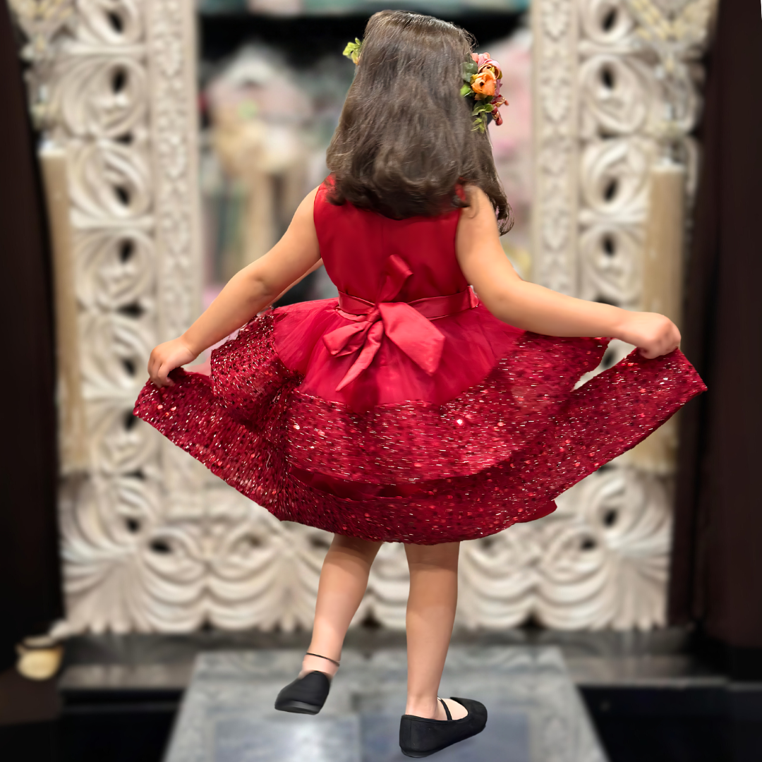 ELLIE SEQUIN DRESS -  WINE RED