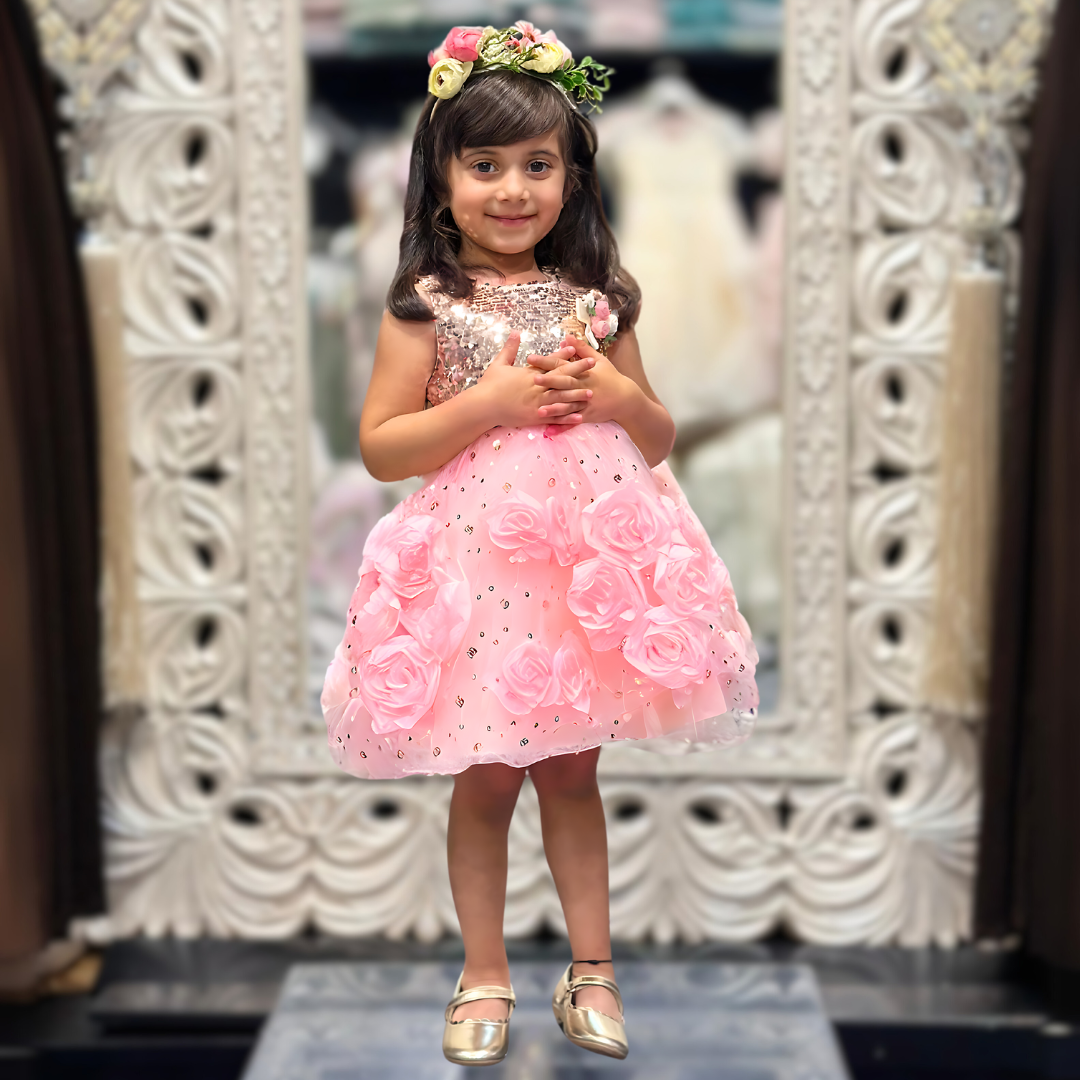 GRACE SEQUIN ROSE DRESS - HEAVENLY PINK