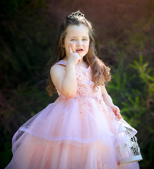 BARBARA HIGH-LOW PEACH DRESS