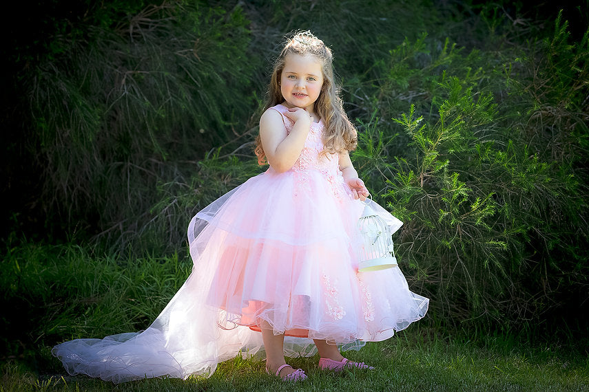 BARBARA HIGH-LOW PEACH DRESS