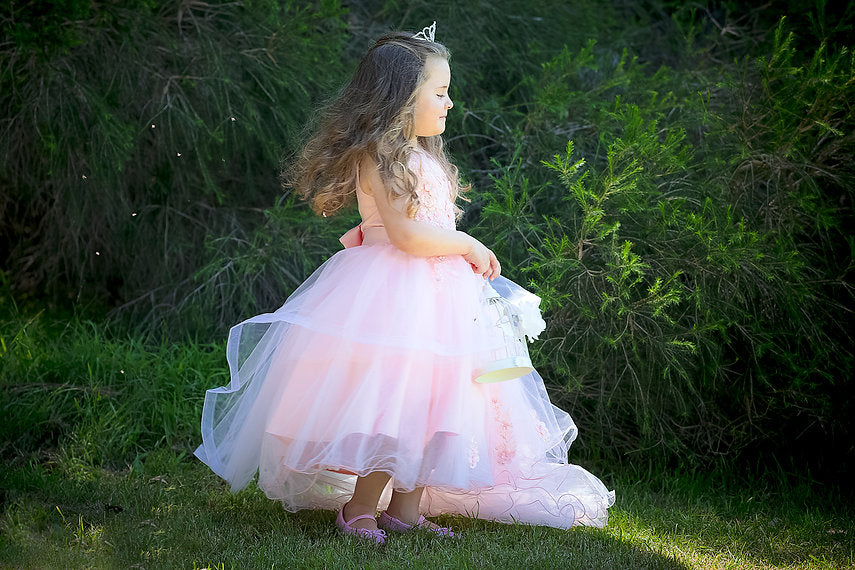 BARBARA HIGH-LOW PEACH DRESS
