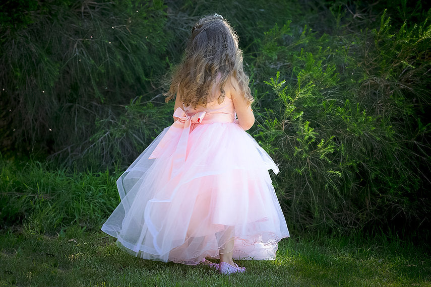 BARBARA HIGH-LOW PEACH DRESS