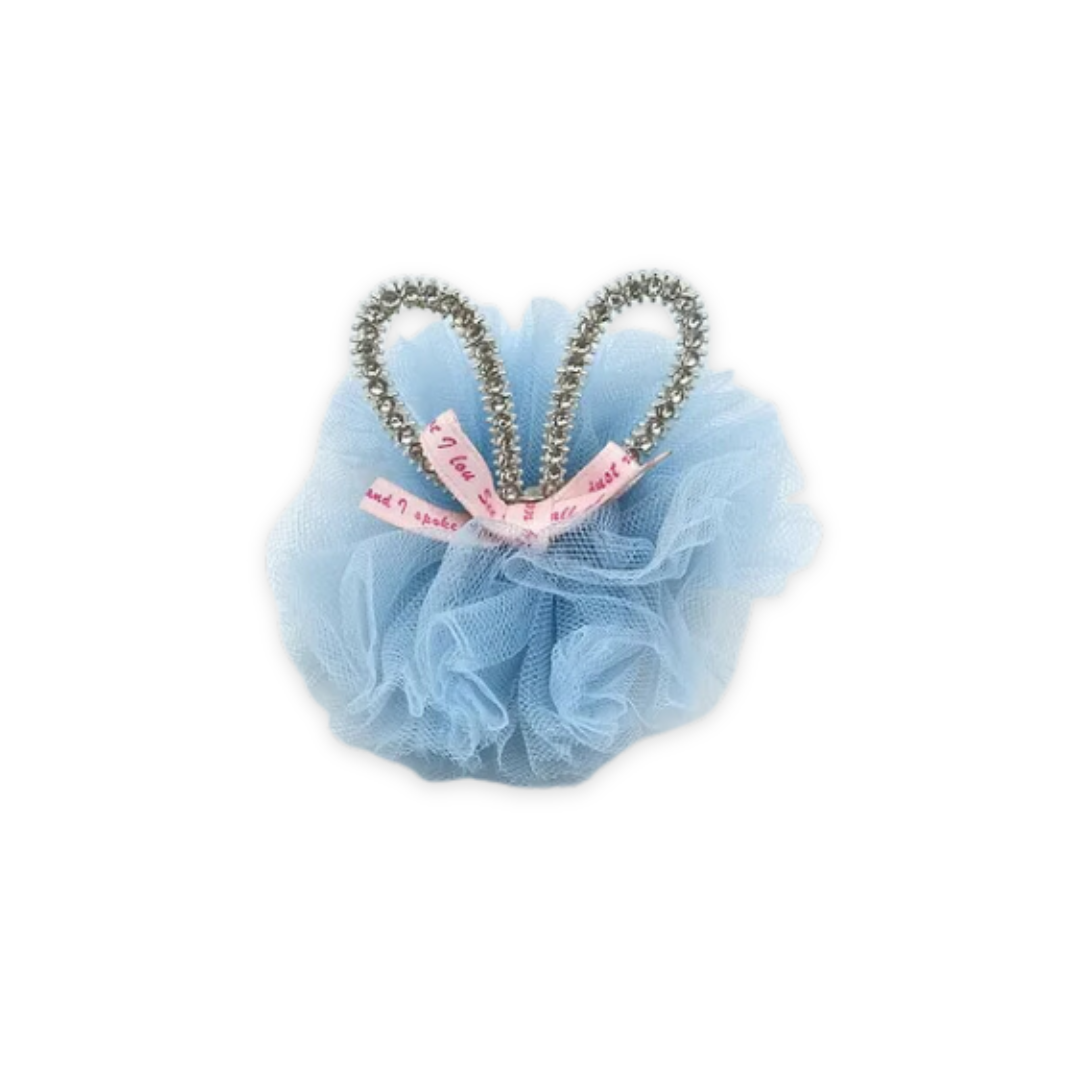 BUNNY EAR DIAMANTE HAIR CLIP BLUE