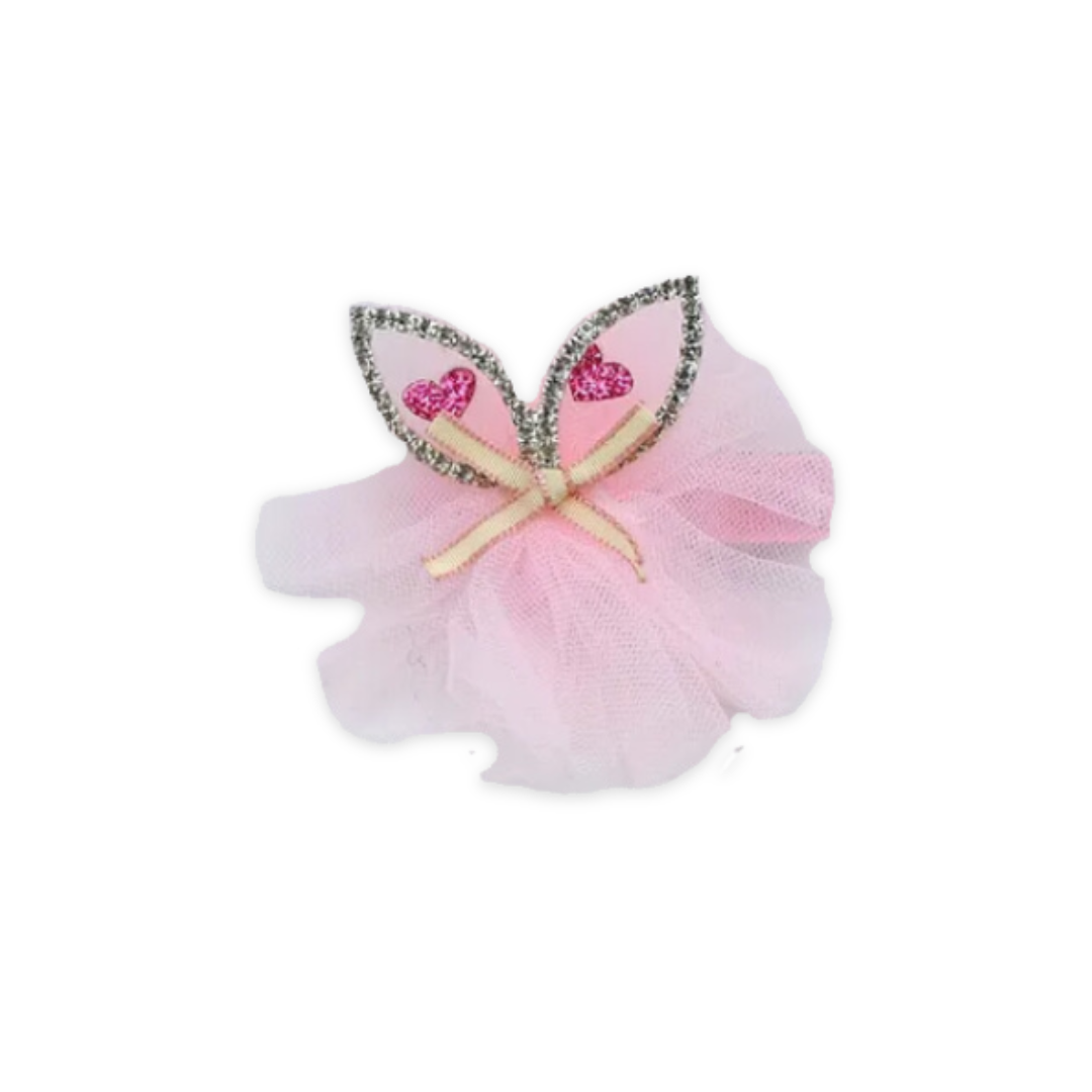 CAT EAR DIAMANTE HAIR CLIP BABY PINK