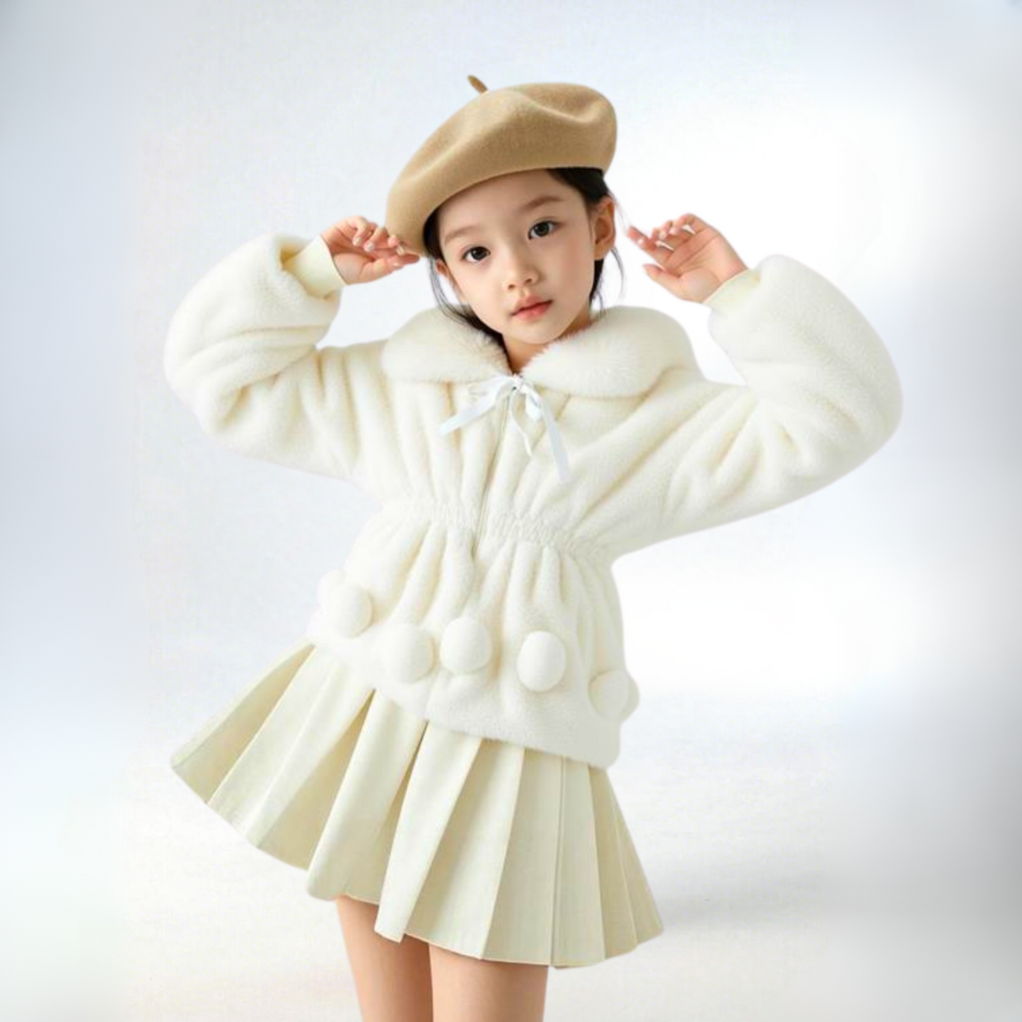 ADELINA - WHITE PLUSH FAUX FUR JACKET