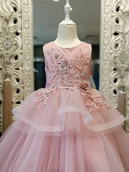 BARBARA HIGH-LOW PEACH DRESS
