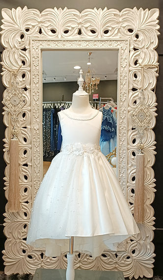 ONE SIDE GLITTER DRESS, WHITE FLOWER GIRL