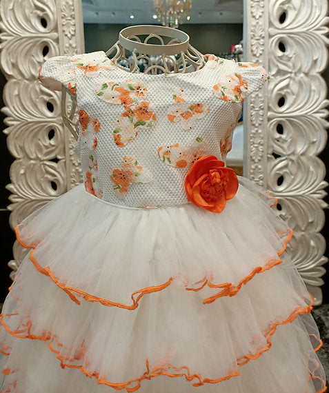 INDIA WHITE/ORANGE DRESS