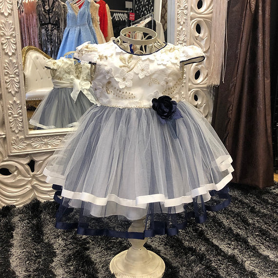 ERIN BLUE EMBROIDERY BABY DRESS