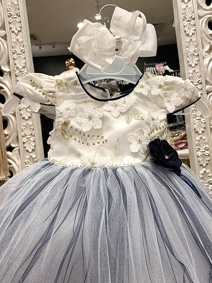ERIN BLUE EMBROIDERY BABY DRESS