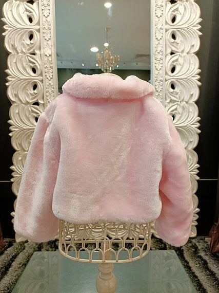 FUR SHRUG PINK WITH BROOCH