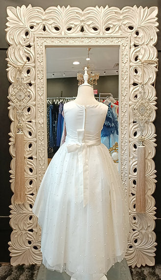 ONE SIDE GLITTER DRESS, WHITE FLOWER GIRL