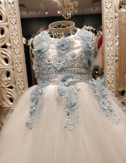 BRENDA FLOWERS BLUE/WHITE DRESS