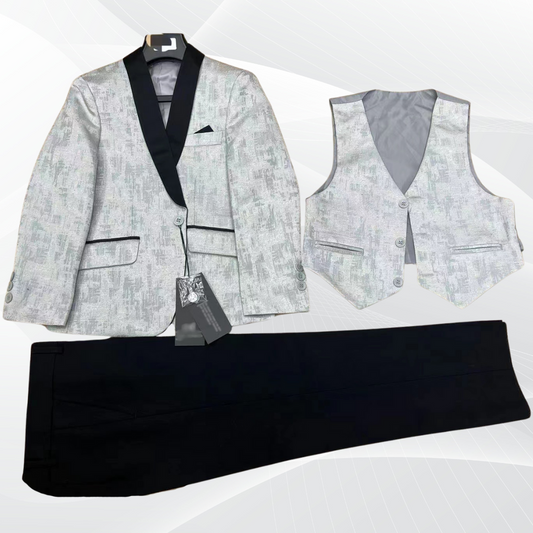 WILLIAM JACQUARD SILVER (3pcs suit)