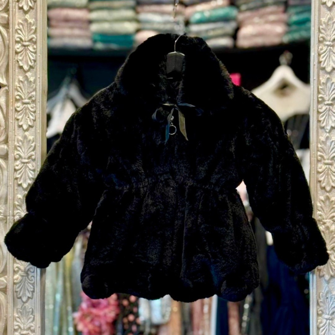 VERONICA - BLACK PLUSH FAUX FUR JACKET