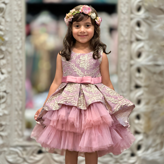 BIANCA JACQUARD TULLE DRESS - ROSE