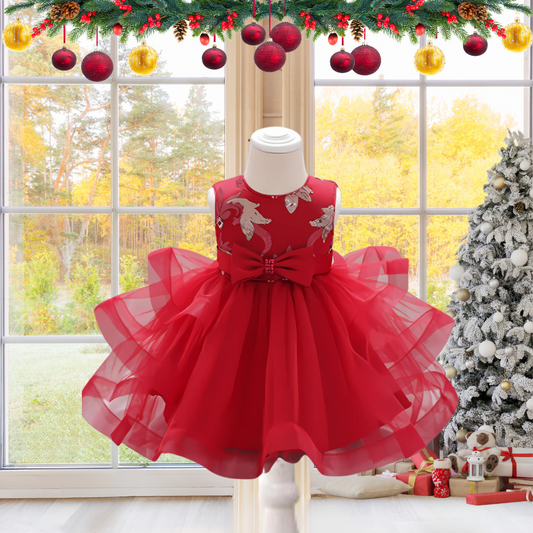 CHRISTMAS KIDS LACE GOWN EMBROIDERED BEADS