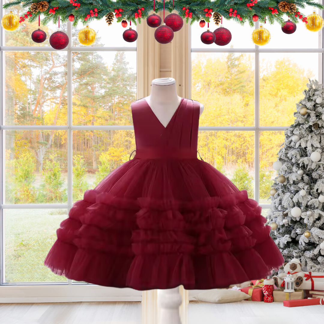 KIDS CHRISTMAS PRINCESS DRESS - RED