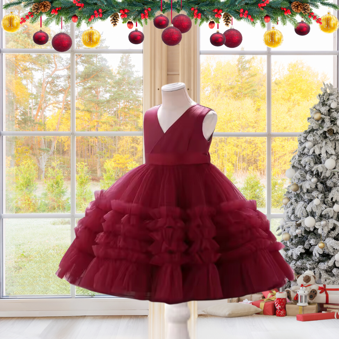 KIDS CHRISTMAS PRINCESS DRESS - RED