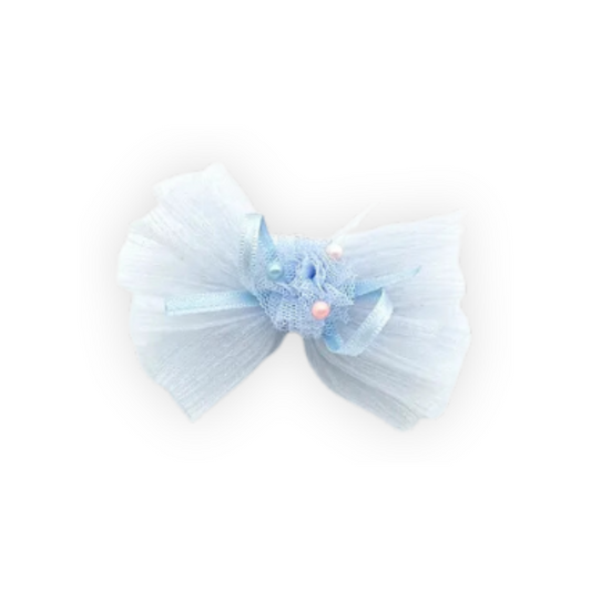 Bow tissue Hair clip BLUE