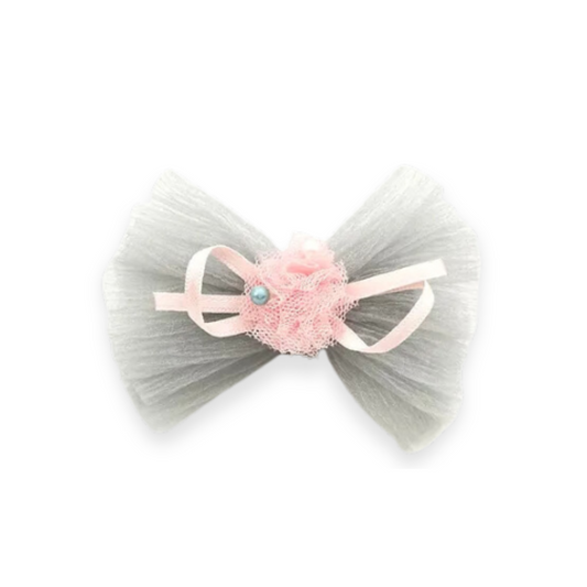 Bow tissue Hair clip GREY