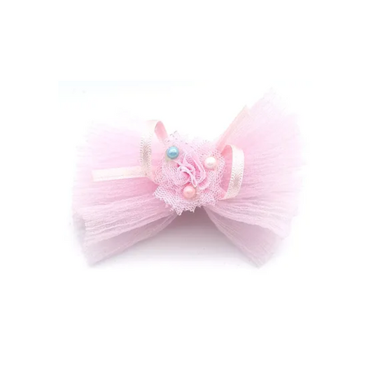 Bow tissue Hair clip PINK