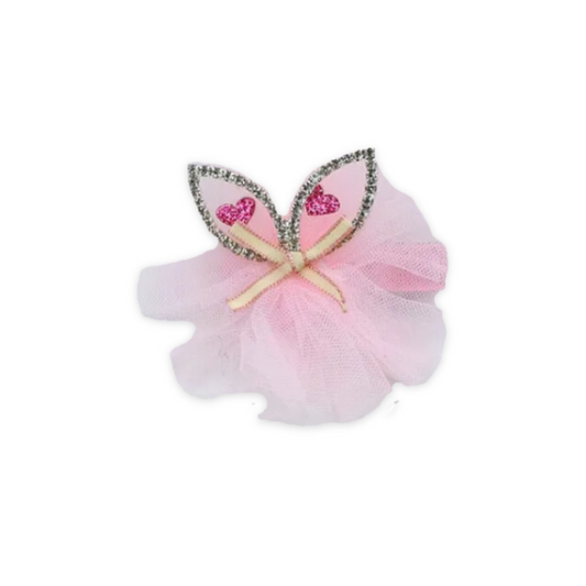 CAT EAR DIAMANTE HAIR CLIP BABY PINK