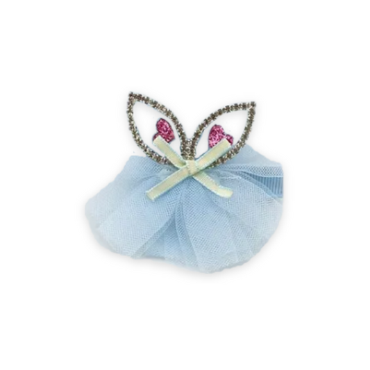 CAT EAR DIAMANTE HAIR CLIP BLUE