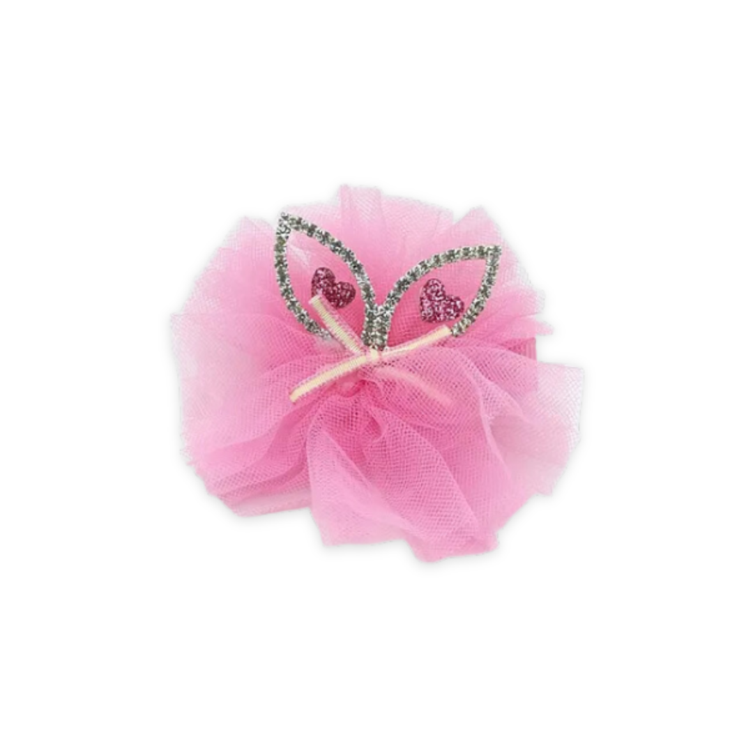 CAT EAR DIAMANTE HAIR CLIP PINK
