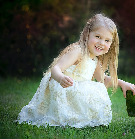 EGYPT GOLD AND WHITE BABY DRESS