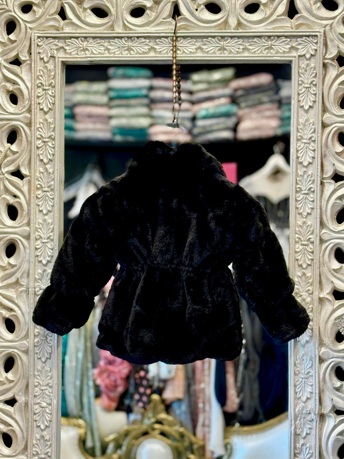VERONICA - BLACK PLUSH FAUX FUR JACKET