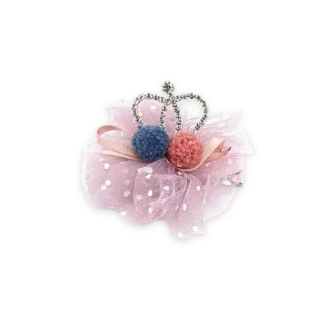 Pom Pom Crown Hair clip Lavender