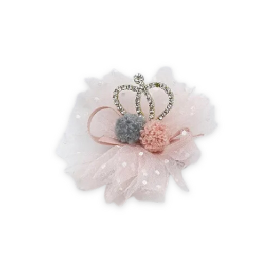 Pom Pom Crown Hair clip Lightpink