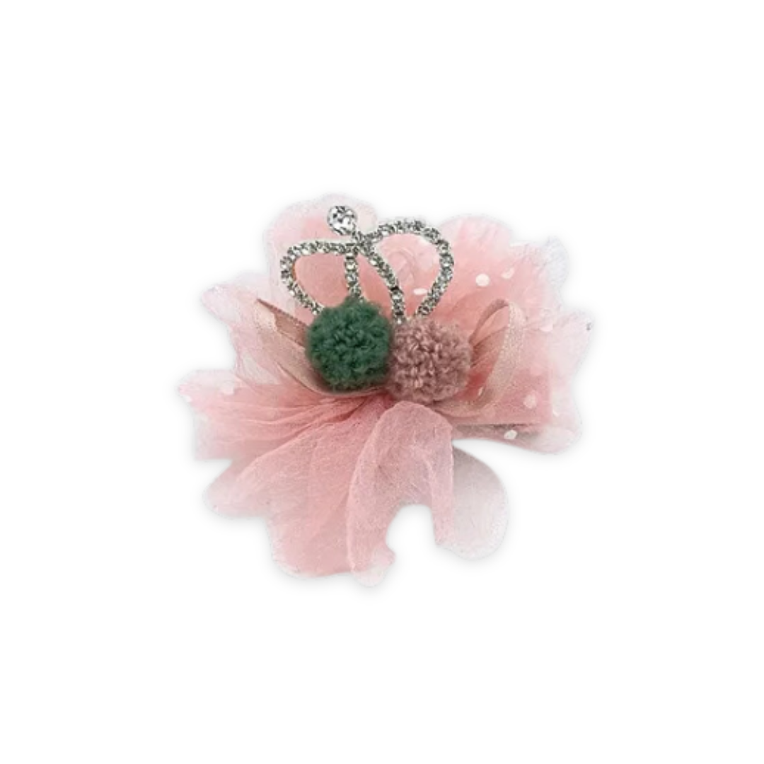 Pom Pom Crown Hair clip Peach