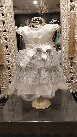 GWEN WHITE/SILVER BABY DRESS