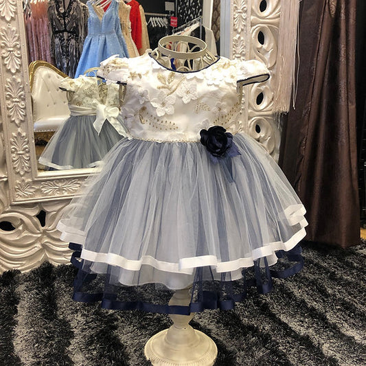 ERIN BLUE EMBROIDERY BABY DRESS