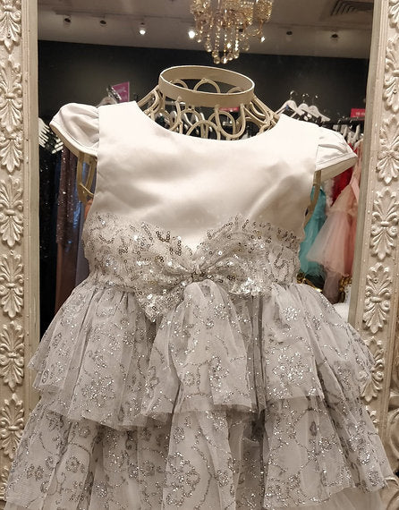 GWEN WHITE/SILVER BABY DRESS