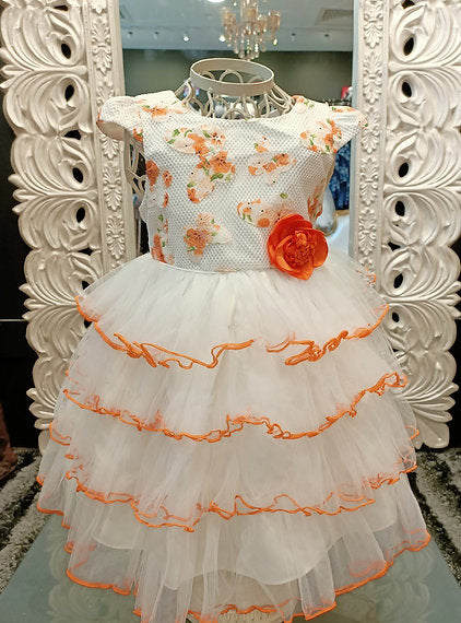 INDIA WHITE/ORANGE DRESS