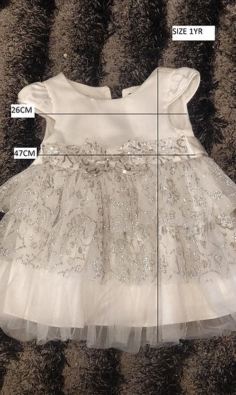 GWEN WHITE/SILVER BABY DRESS