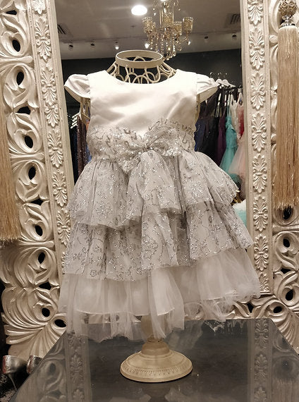 GWEN WHITE/SILVER BABY DRESS